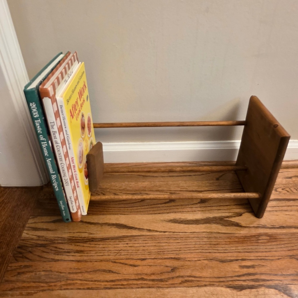 Vintage Wood Spindle Cook Book Rack Adjustable Sliding Divider 18" Stand Only